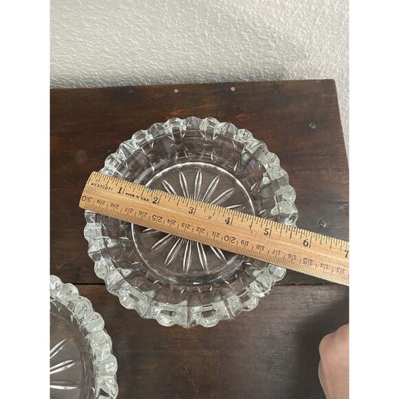 Vintage Midcentury Glass Ashtrays Art Deco Crystal Matching Set Of Ashtrays MCM - Picture 3 of 3